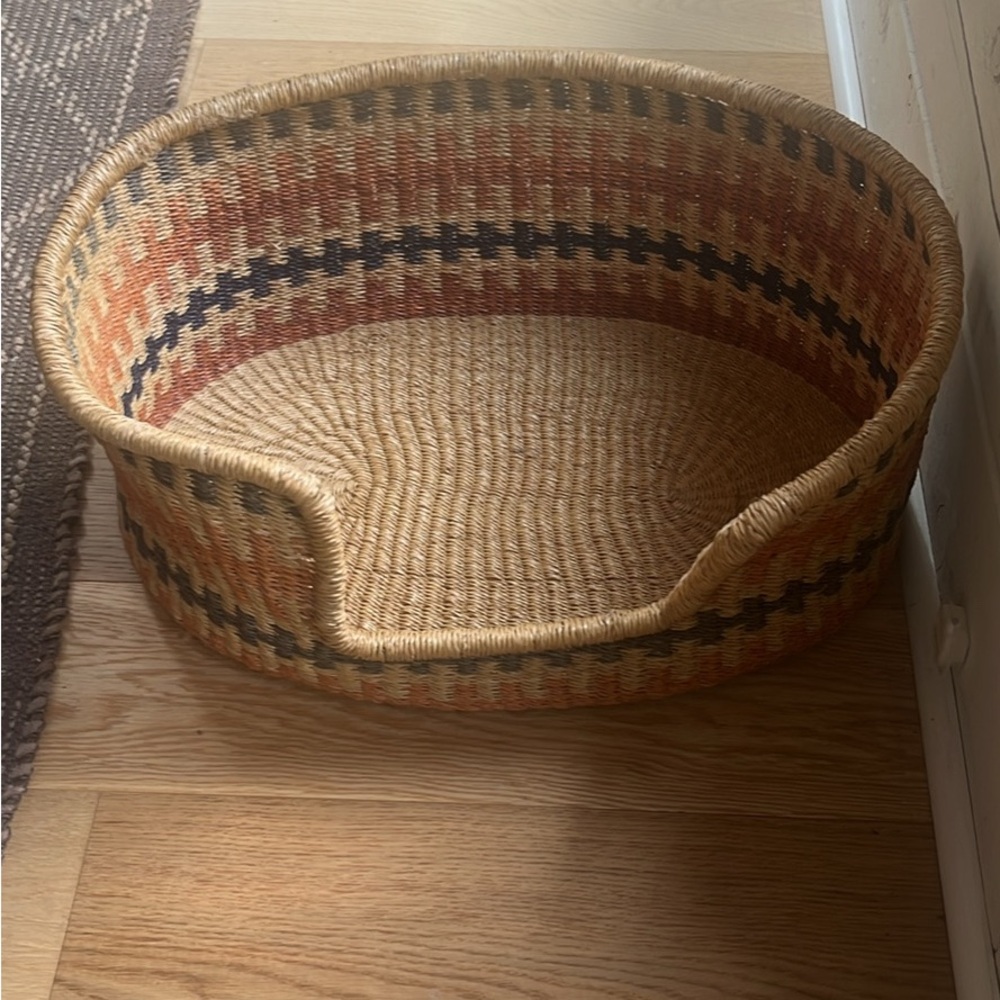 Anthropologie Woven Dog Bed in Natural and Black